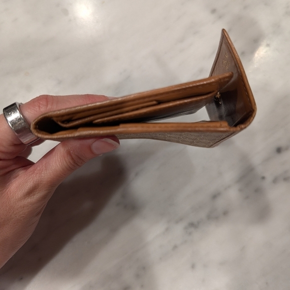 CELINE Signature Macadam Trifold Leather Wallet Tan and Beige - Picture 6 of 7